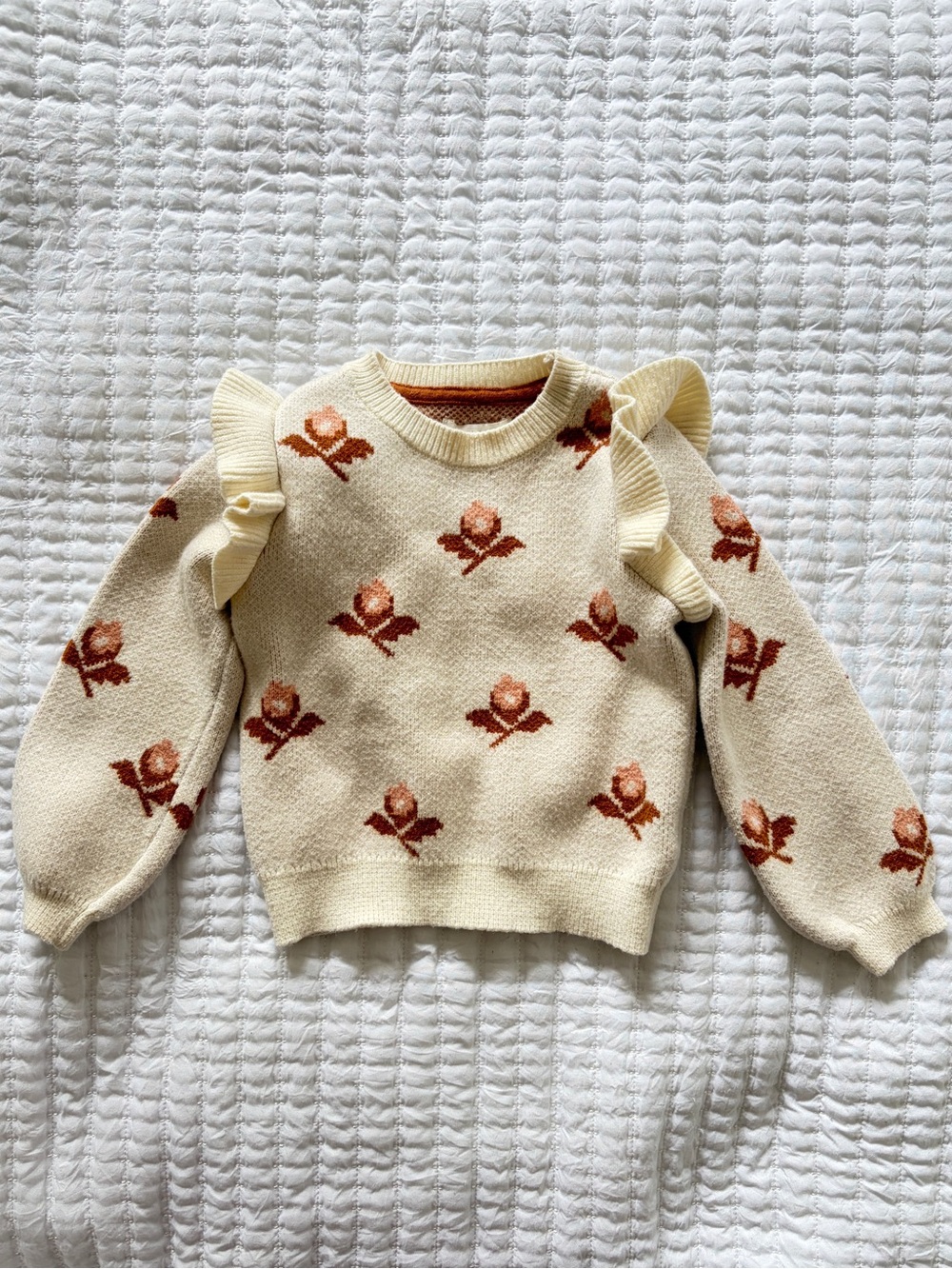 Cynthia Rowley Girls Rose Ruffle Sleeve Sweater 2T